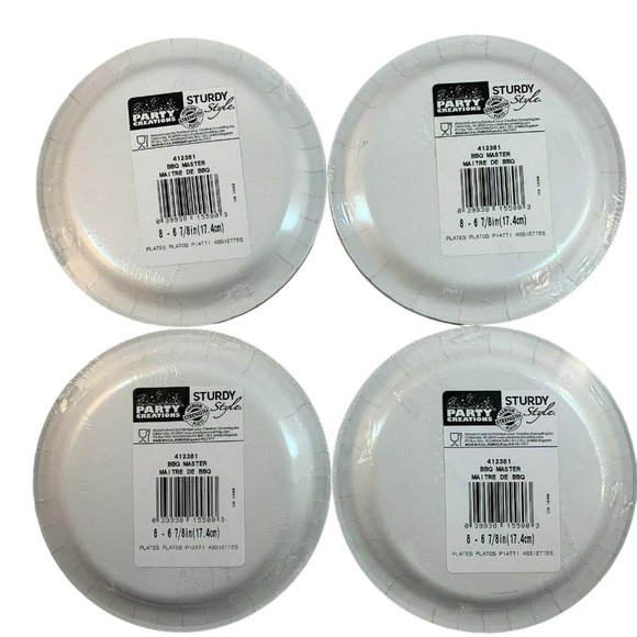 Grill Master Barbecue Party Paper Dessert Plates 6 7/8" 8 Ct Pkgs Lot of 4 USA - Picture 7 of 9